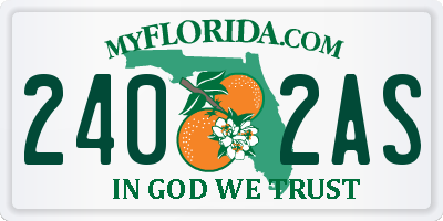 FL license plate 2402AS