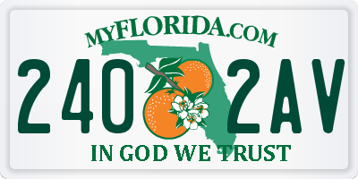 FL license plate 2402AV