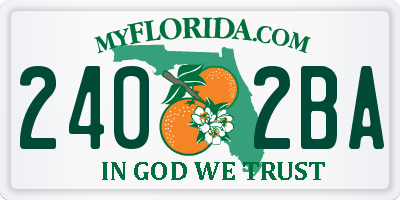 FL license plate 2402BA