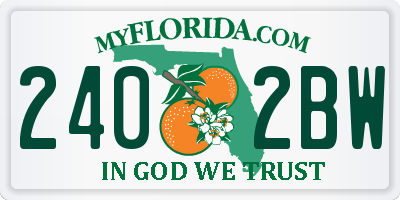 FL license plate 2402BW