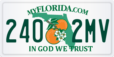 FL license plate 2402MV