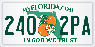 FL license plate 2402PA