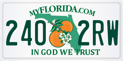 FL license plate 2402RW
