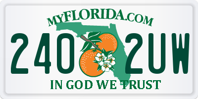 FL license plate 2402UW