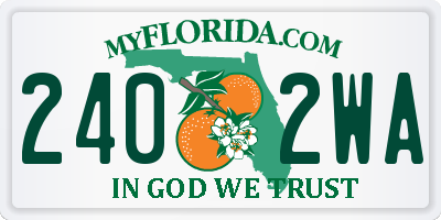 FL license plate 2402WA