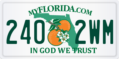 FL license plate 2402WM