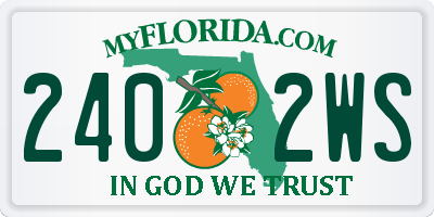 FL license plate 2402WS