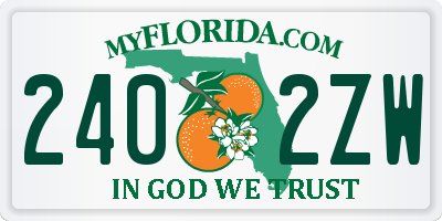 FL license plate 2402ZW