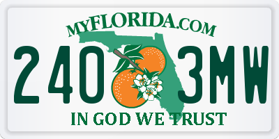 FL license plate 2403MW