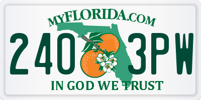 FL license plate 2403PW