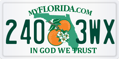 FL license plate 2403WX