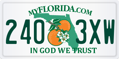 FL license plate 2403XW
