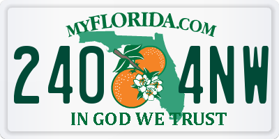 FL license plate 2404NW