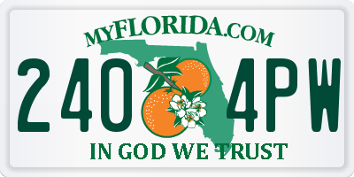 FL license plate 2404PW