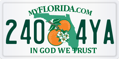 FL license plate 2404YA