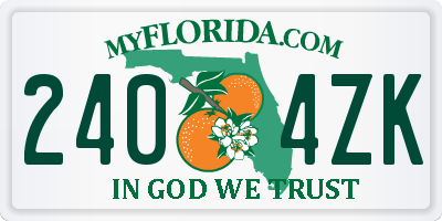 FL license plate 2404ZK