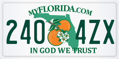 FL license plate 2404ZX