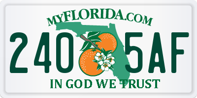 FL license plate 2405AF