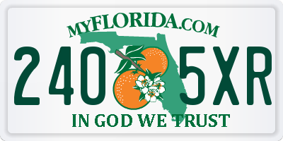 FL license plate 2405XR