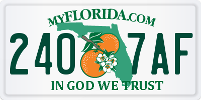 FL license plate 2407AF
