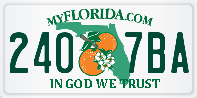 FL license plate 2407BA