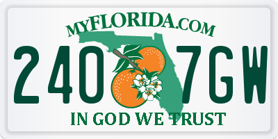 FL license plate 2407GW
