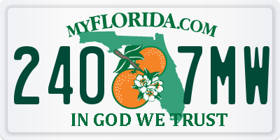 FL license plate 2407MW