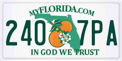 FL license plate 2407PA