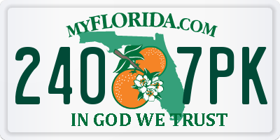 FL license plate 2407PK