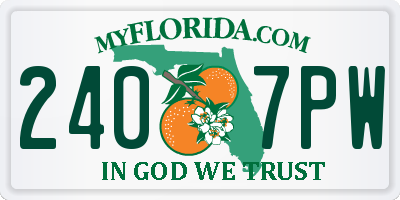 FL license plate 2407PW