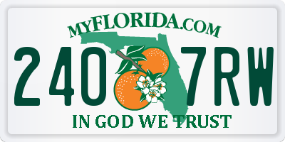 FL license plate 2407RW