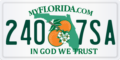 FL license plate 2407SA