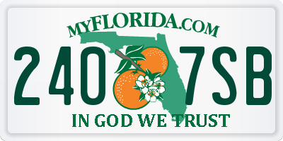 FL license plate 2407SB