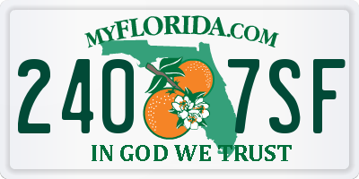 FL license plate 2407SF
