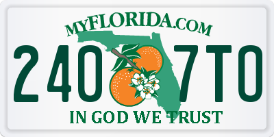 FL license plate 2407TO
