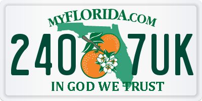 FL license plate 2407UK