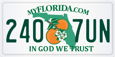 FL license plate 2407UN