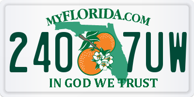 FL license plate 2407UW