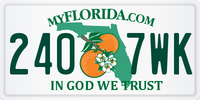 FL license plate 2407WK