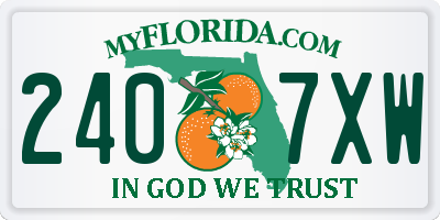 FL license plate 2407XW