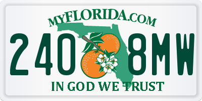 FL license plate 2408MW