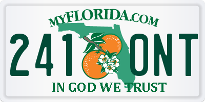 FL license plate 2410NT