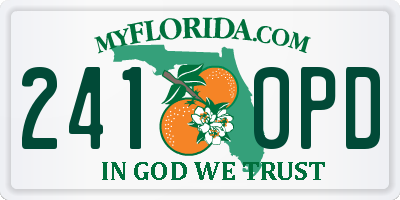 FL license plate 2410PD