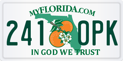 FL license plate 2410PK