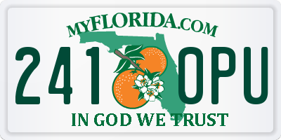 FL license plate 2410PU