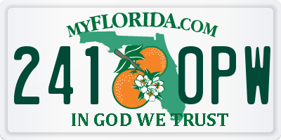 FL license plate 2410PW