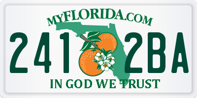 FL license plate 2412BA