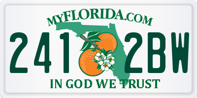 FL license plate 2412BW