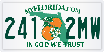 FL license plate 2412MW