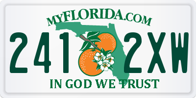 FL license plate 2412XW
